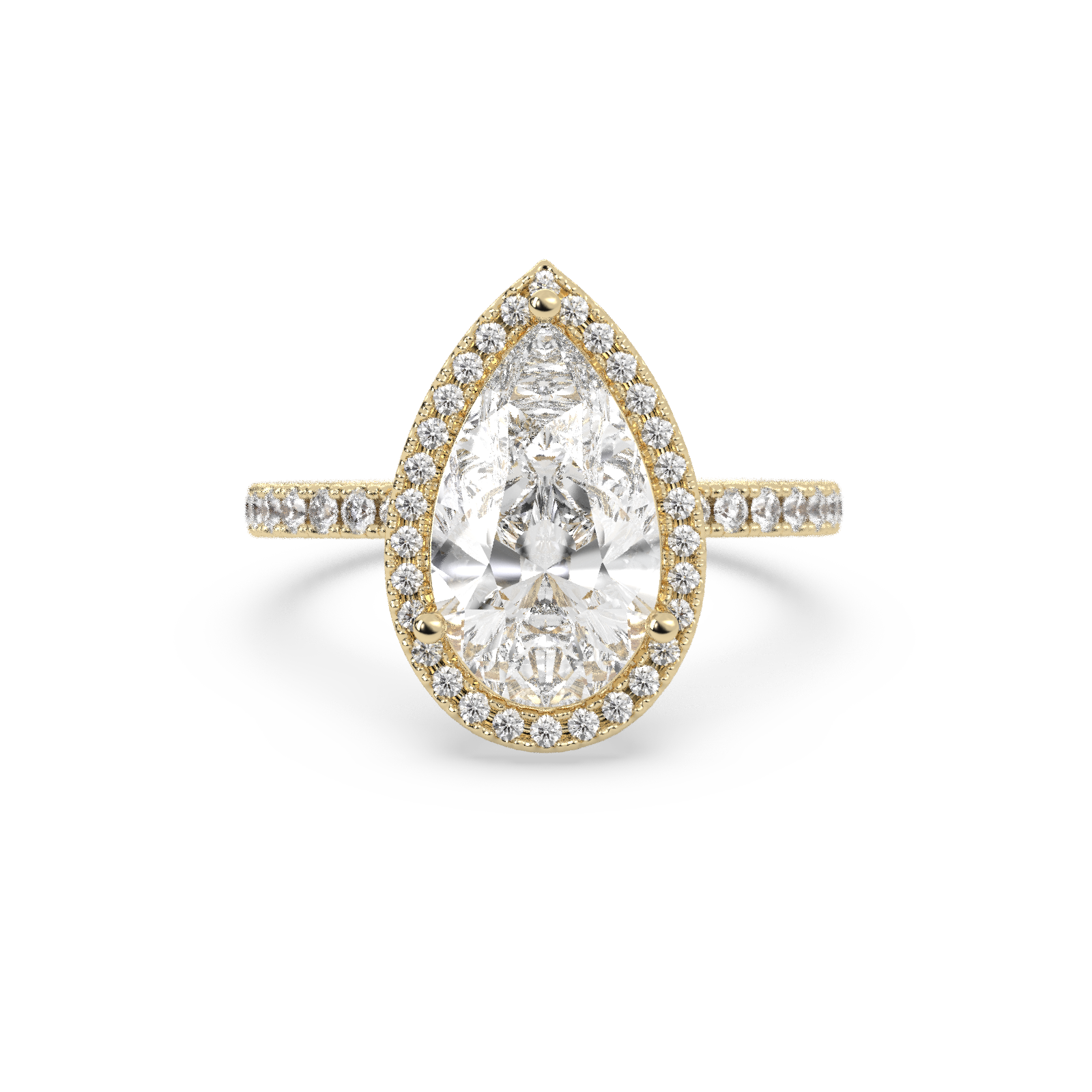 Yellow Gold Studded 3.57 Carat Lab Grown Diamond Ring-G Color VS1 Clarity.